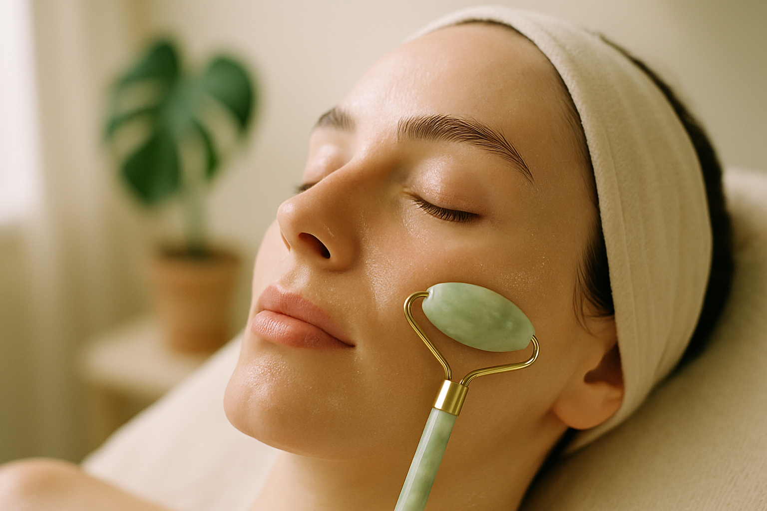 Close-up of glowing freshly cleansed skin during a hydrating detox facial at a Lahore salon
